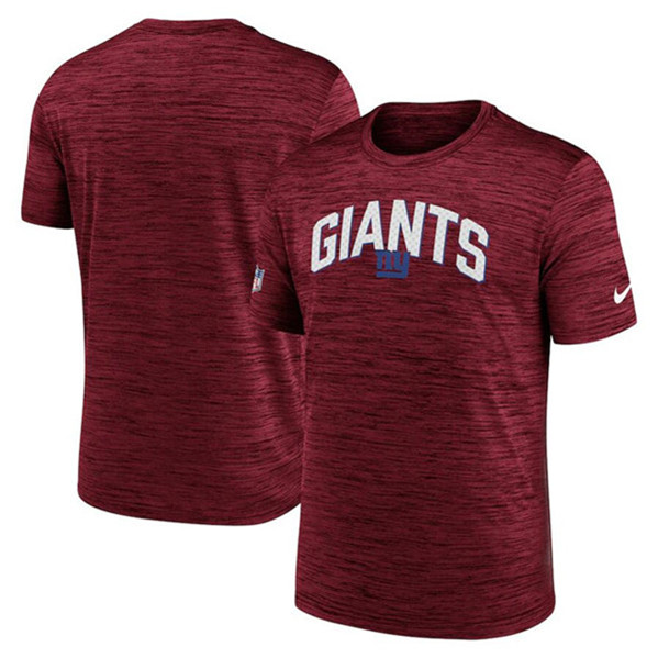 Men's New York Giants Red Sideline Velocity Stack Performance T-Shirt